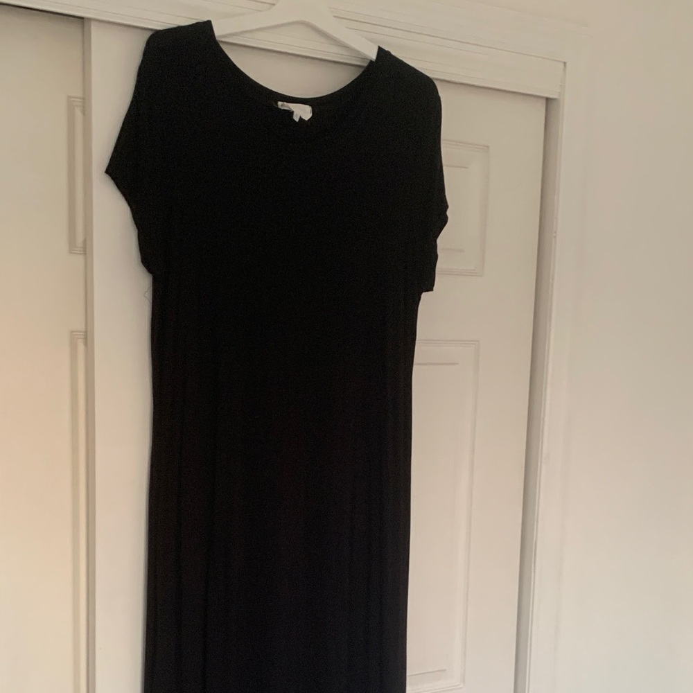 Women's Black Maxi Dress with Short Sleeves